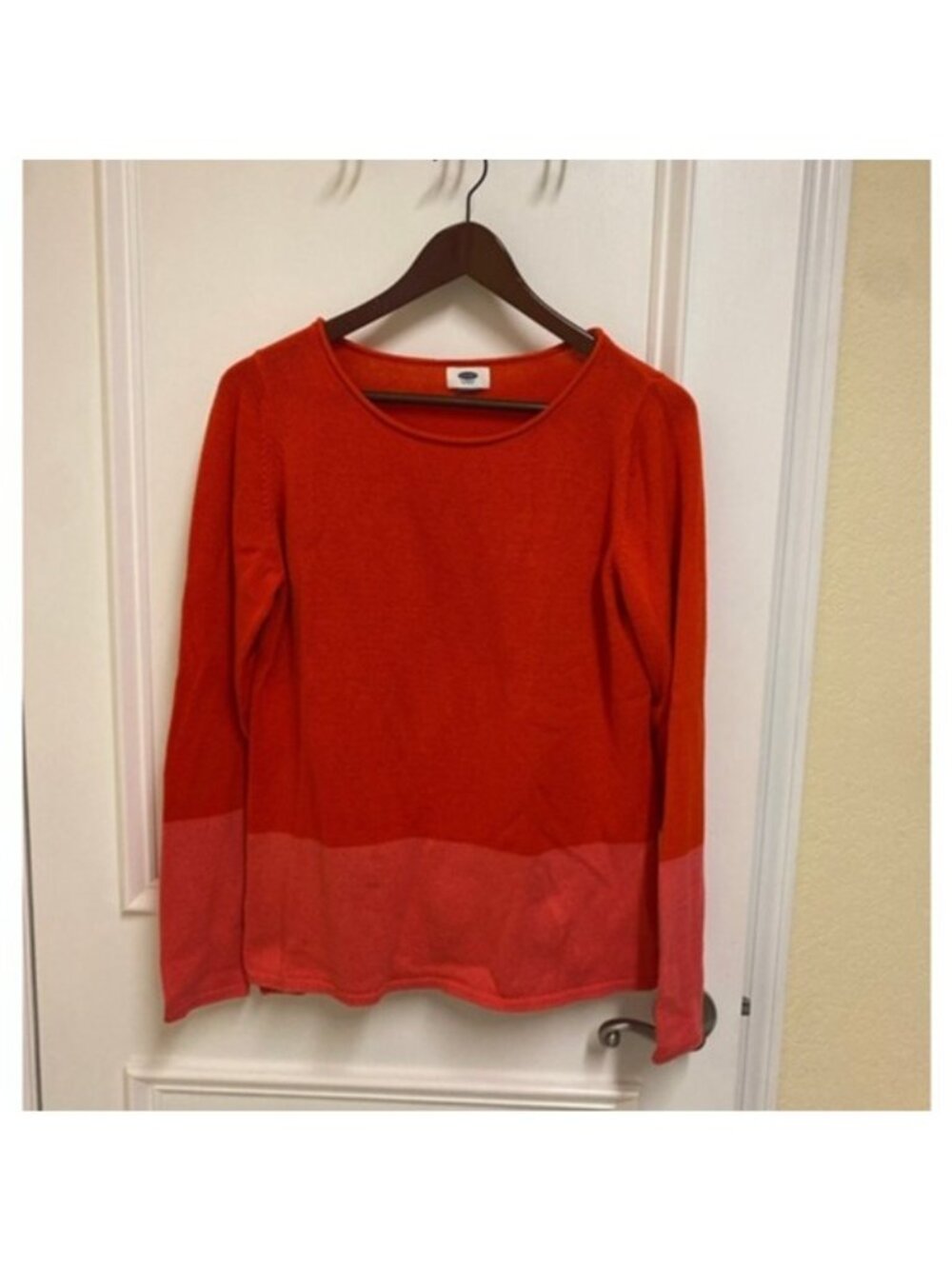 Old Navy Red & Pink Color Block Lightweight Crewneck Pullover Sweater Large